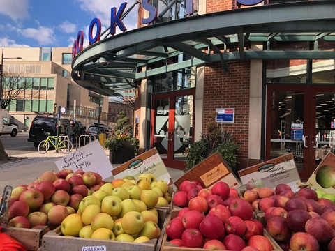 Farmers market outside the bookstore